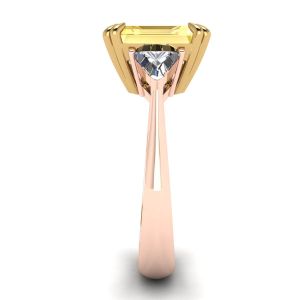 Emerald Cut Yellow Sapphire Ring Rose Gold - Photo 2