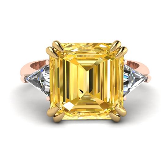 Emerald Cut Yellow Sapphire Ring Rose Gold, Enlarge image 1