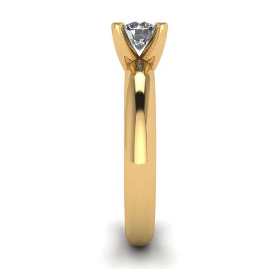 Solitaire Diamond Ring V-shape Yellow Gold,  Enlarge image 3