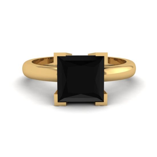 Black Diamond Ring Yellow Gold, Enlarge image 1