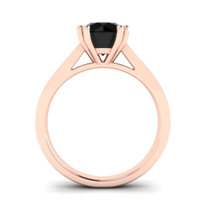 Round Black Diamond with Black Pave 18K Rose Gold Ring - Photo 1