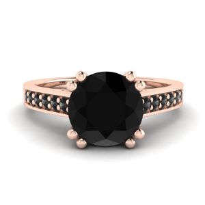Round Black Diamond with Black Pave 18K Rose Gold Ring