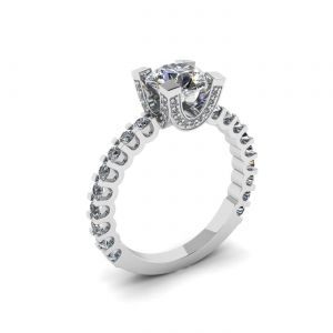 Round Diamond Ring with Side and Hidden Pave - Photo 3