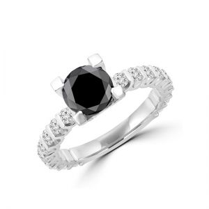 Round Black Diamond Ring with Side and Hidden Pave - Photo 3