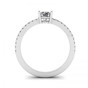 White Diamond Side Pave Ring 18K White Gold - Photo 1