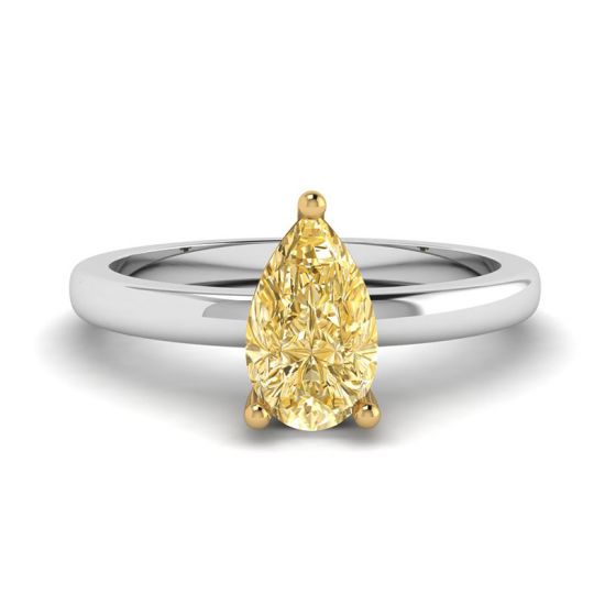 Pear Yellow Diamond Solitaire Ring, Enlarge image 1