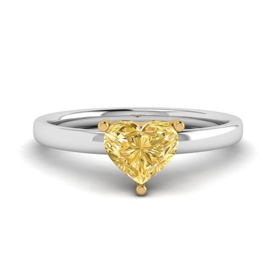 Heart Yellow Diamond Solitaire Ring, Enlarge image 1