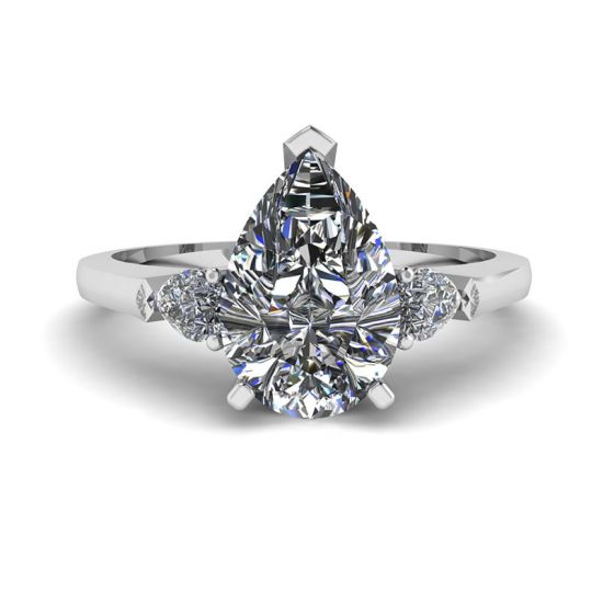 Three-Stone Pear Diamond Ring, Enlarge image 1