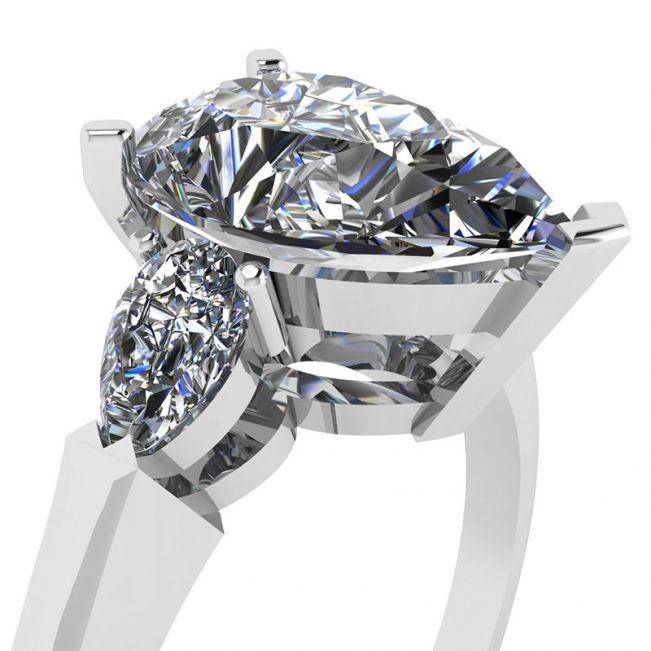 Three-Stone Pear Diamond Ring - Photo 1