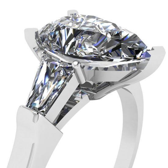 Pear Diamond with Side Baguettes Ring, More Image 0