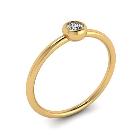 Round Diamond Small Ring La Promesse Yellow Gold,  Enlarge image 4