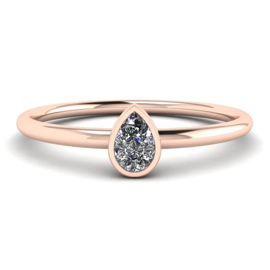 Pear Diamond Small Ring La Promesse Rose Gold, Enlarge image 1