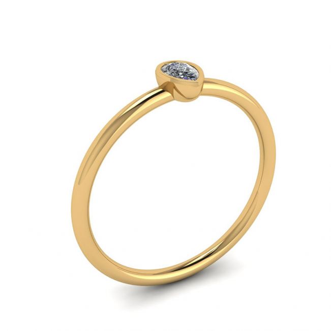 Pear Diamond Small Ring La Promesse Yellow Gold - Photo 3