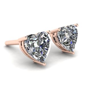 Heart Shape Diamond Stud Earrings Rose Gold - Photo 2