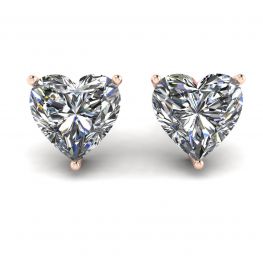 Heart Shape Diamond Stud Earrings Rose Gold