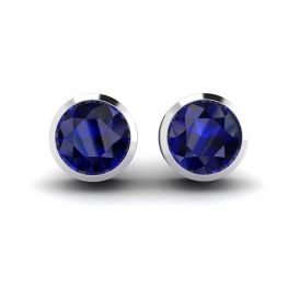 Classic Blue Sapphire Stud Earrings White Gold