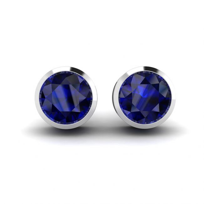 Sapphire Stud Earrings in White Gold