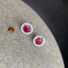 Ruby Stud Earrings with Detachable Diamond Halo Jacket Rose Gold, Image 5