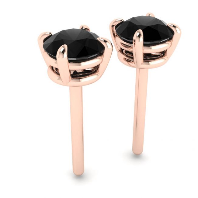 5 mm black diamond stud earrings  Rose Gold - Photo 2