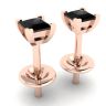 4 mm Princess Cut Black Diamond Stud Earrings Rose Gold, Image 3