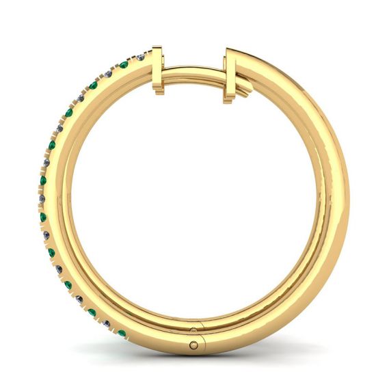 Diamond and Emerald Hoop Earrings Yellow Gold, More Image 0