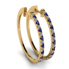 Hoop Sapphire and Diamond Earrings Yellow Gold