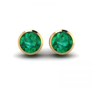 Emerald Stud Earrings in Yellow Gold