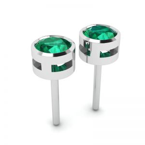 Emerald Stud Earrings in White Gold - Photo 2