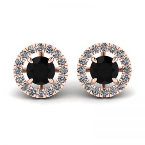 5 mm Black Diamond Studs with Detachable Halo Jackets Rose Gold
