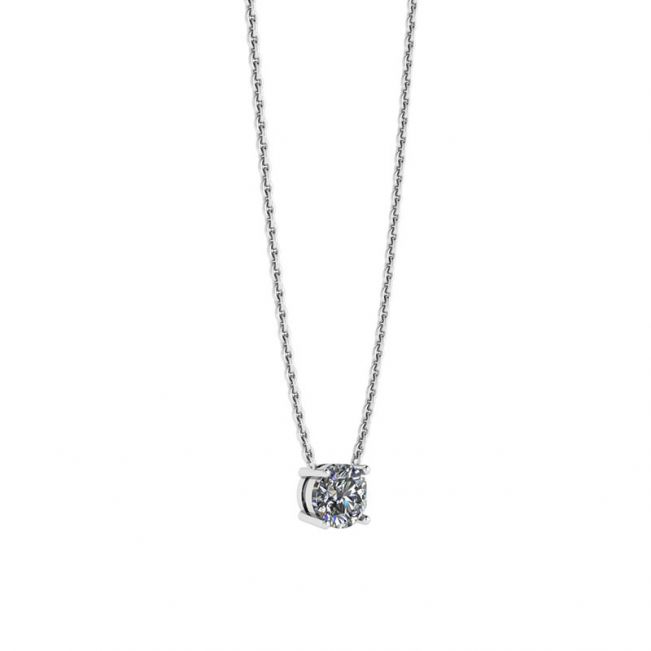 Classic Solitaire Diamond Necklace on Thin Chain - Photo 1