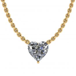 Heart Diamond Solitaire Necklace on Thin Chain Yellow Gold Heart Diamond Solitaire Necklace on Thin Chain Yellow Gold