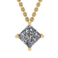 Rhombus Princess Cut Diamond Solitaire Necklace Yellow Gold