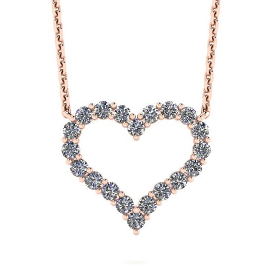 Diamond Heart Necklace in 18K Rose Gold, Enlarge image 1