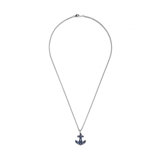 Anchor Sapphire Pendant in 18K White Gold - Photo 7