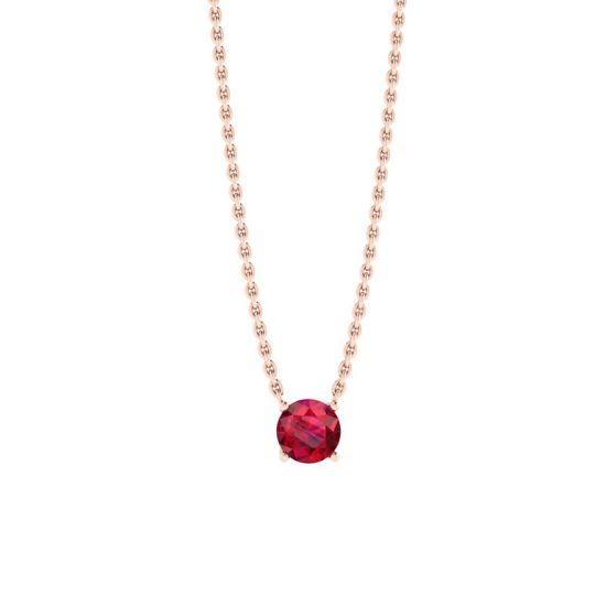 1/2 carat Round Ruby on Rose Gold Chain, Enlarge image 1